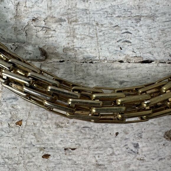 Vintage Antique Look Gold Tone Chunky Accordion Link Chain Necklace - Picture 7 of 8